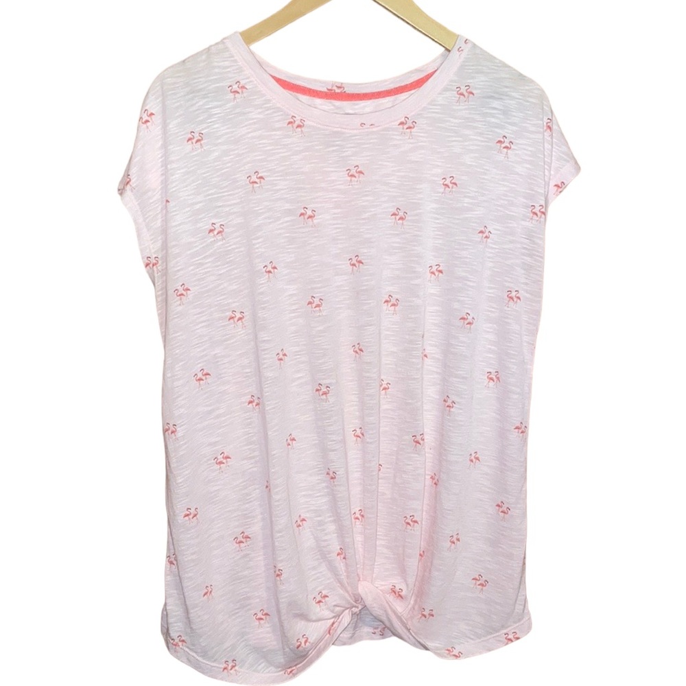 •CROFT & BARROW•LIGHT PINK WOMENS SHORT SLEEVE FLAMINGO 🦩 T-SHIRT SIZE LARGE